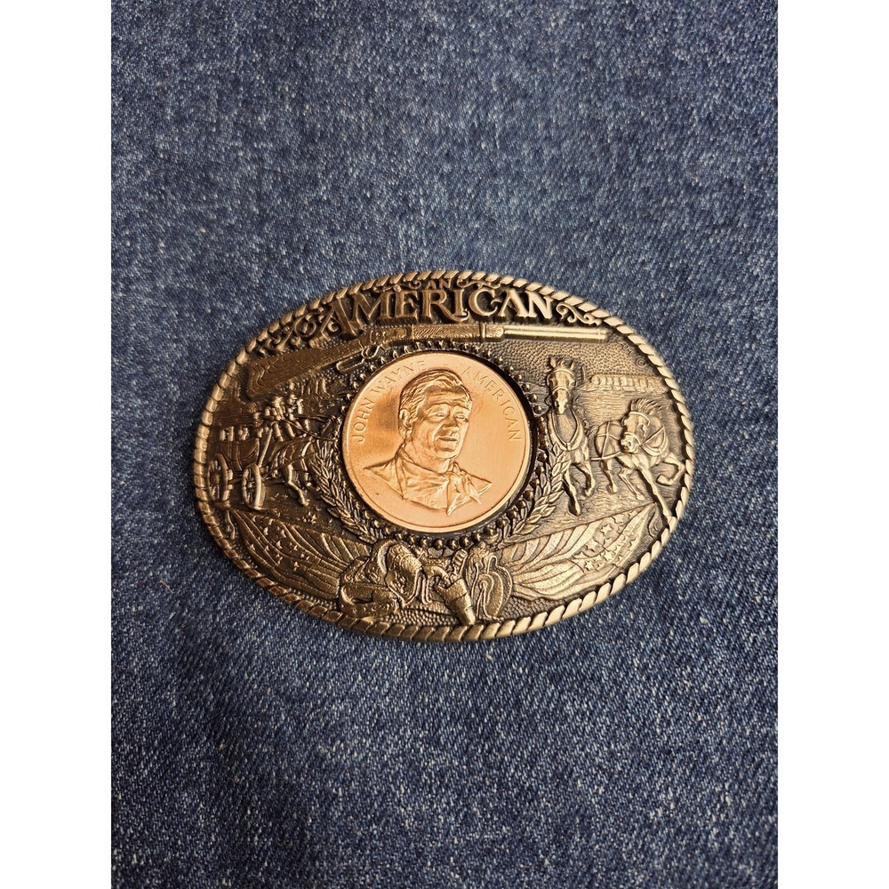 Vintage John Wayne American Coin Solid Brass Belt Buckle - Brand New